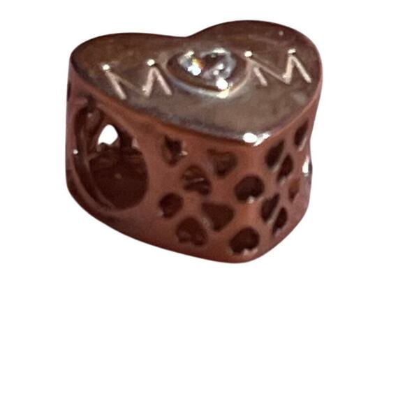 Authentic Pandora Rose Gold tone Mother Mom Heart Charm Bead ALE MET - Picture 3 of 8
